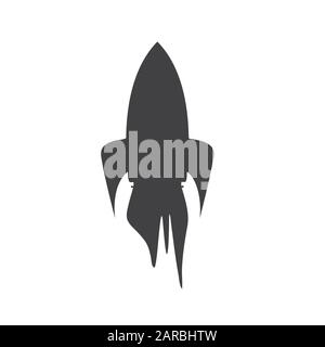 Rocket silhouete icon. Startup sign flat color vector illustration. Stock Vector