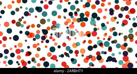 Seamless vector geometric stock pattern of colored circles of different sizes for textiles, packaging, paper printing, simple backgrounds and textures Stock Vector