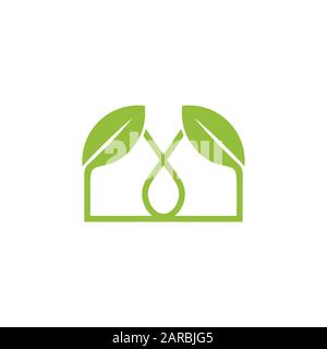 simple linked leaf home shape logo vector Stock Vector