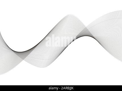 Abstract wave curved lines. Stylized monochrome line art background. Stock Vector