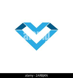 abstract letter mv geometric diamond logo vector Stock Vector