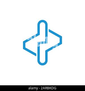 number two polygonal line geometric logo vector Stock Vector