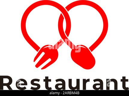 symbol vector of linked loop spoon fork line design Stock Vector