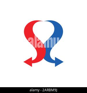 curves arrow linked simple logo vector Stock Vector