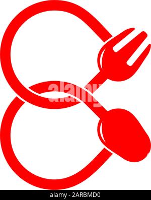symbol vector of linked loop spoon fork line design Stock Vector