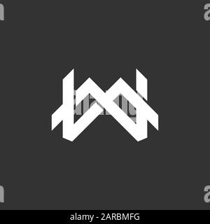 letter mw linked overlapping line logo vector Stock Vector