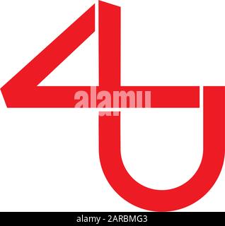 letter 4u  infinity lines geometric logo vector Stock Vector