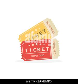 Retro tickets set with shadows on whiteBG, vector illustration Stock Vector