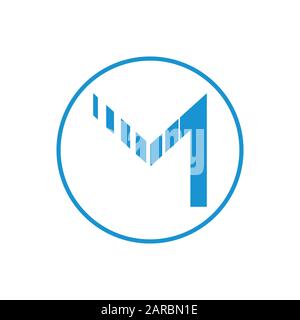 letter m stripes motion abstract logo vector Stock Vector