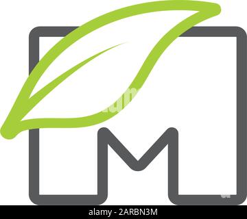 letter m linear leaf geometric logo vector Stock Vector