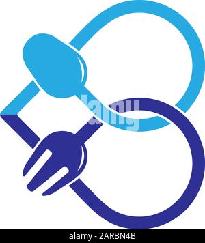 symbol vector of letter b spoon fork abstract line design Stock Vector