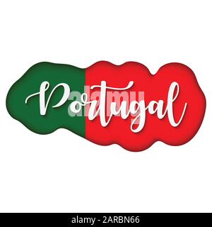 Portugal lettering over the flag, vector illustration, international flag Stock Vector
