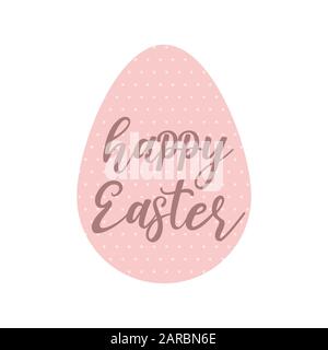 Happy Easter icon, vector illustration. Lettering over egg shaped icon Stock Vector