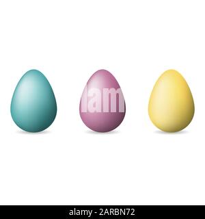 Easter colored eggs set, vector illustration for Happy Easter Day Stock Vector