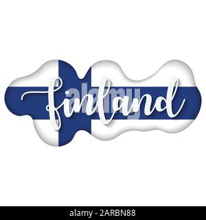 Finland lettering over the flag, vector illustration, international flag Stock Vector