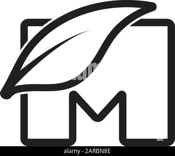 letter m linear leaf geometric logo vector Stock Vector