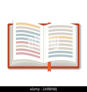 Open book with orange bookmark, vector illustration Stock Vector