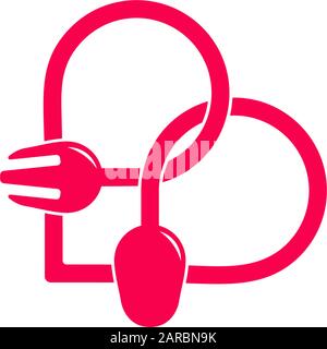symbol vector of linked motion fork spoon restaurant linear design Stock Vector