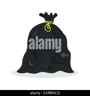 Black plastic garbage bag. Trash in plastic bag. Vector illustration Stock Vector