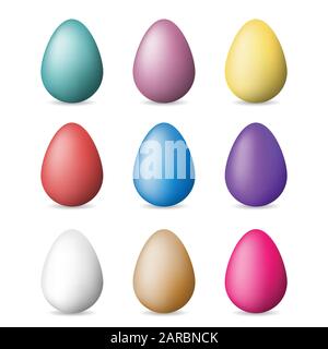 Easter colored eggs set, vector illustration for Happy Easter Day Stock Vector