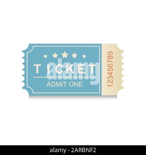 Retro ticket with shadow on whiteBG, vector illustration Stock Vector