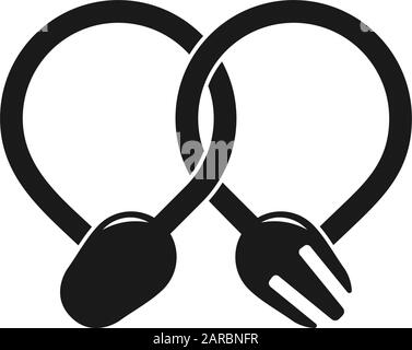 symbol vector of linked loop spoon fork line design Stock Vector