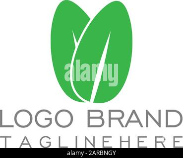 symbol vector of simple two leaf geometric design logo Stock Vector