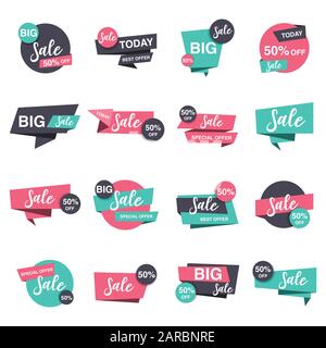 Sale badge banners set, vector illustration Stock Vector