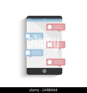 Smartphone with chat bubbles. Online chatting, vector illustration Stock Vector