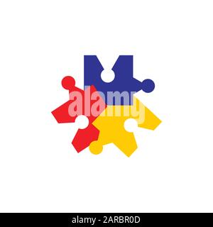 colorful puzzle logo vector Stock Vector