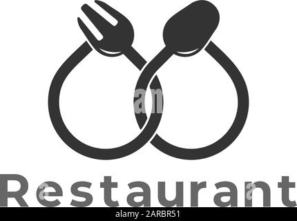 symbol vector of linked loop spoon fork line design Stock Vector