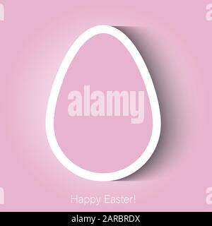 Happy Easter greeting poster card with pink paper cut egg shape Stock Vector