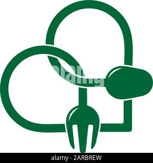 symbol vector of linked motion fork spoon restaurant linear design Stock Vector