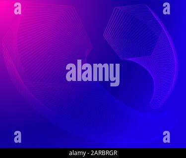 Geometric hexagons modern colorful background in gradient modern colors. Gradient transition stylish dark blue pink purple vector wallpaper Stock Vector