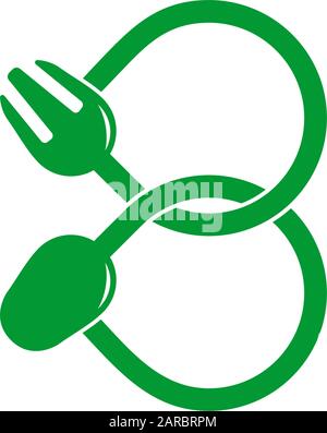 symbol vector of linked loop spoon fork line design Stock Vector