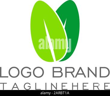 symbol vector of simple two leaf geometric design Stock Vector