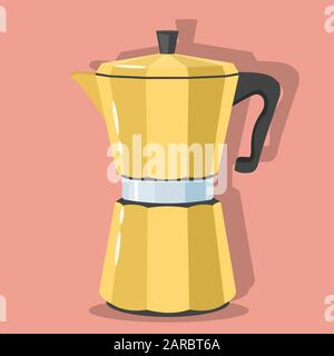 Coffee. Vintage yellow geyser coffee maker Stock Vector