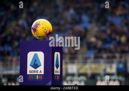 Milan, Italy - 26 January, 2020: Official Serie A matchball Nike Merlin is pictured prior to during the Serie A football match between FC Internazionale and Cagliari Calcio. The match ended in a 1-1 tie. Credit: Nicolò Campo/Alamy Live News Stock Photo