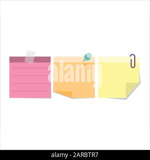 Set of sticky paper notes with empty space for text, vector illustration Stock Vector