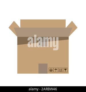 Cargo. Carton boxes with fragile signs and note tape. Moving. Vector illustration Stock Vector