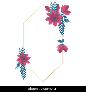 Premium Vector  Floral monogram in form polygonal frame rose