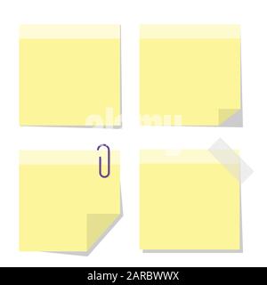 Set of sticky paper notes with empty space for text, vector illustration Stock Vector
