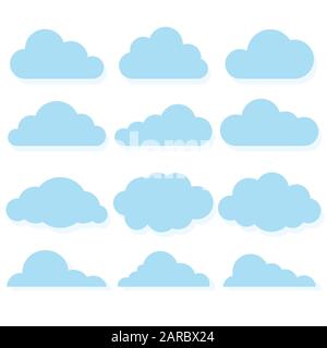different shapes clouds set, vector illustration Stock Vector