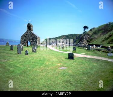 Ruined St Brynach church, Cwm yr Eglwys, near Newport, Pembrokeshire, West Wales. Stock Photo