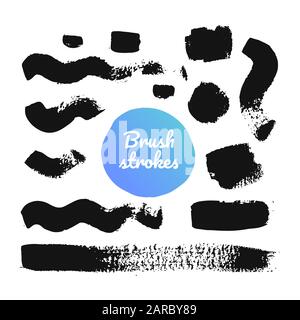 Black brush strokes - set of isolated design elements Stock Vector