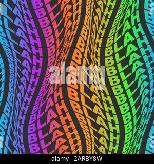 Warped words wavy rainbow type seamless pattern Stock Vector