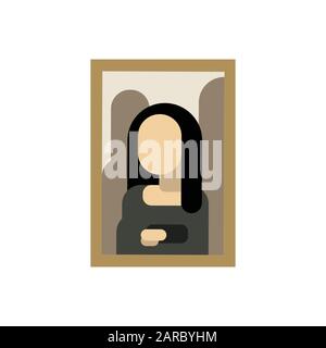 Cartoon vector illustration of famous museum art drawing of Mona Lisa Stock Vector