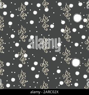 Seamless hand drawn berries in brush on blue background. Repeating pattern. Vector Illustration Stock Vector