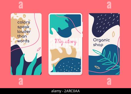 Organic shop onboarding screens cartoon abstract templates Stock Vector