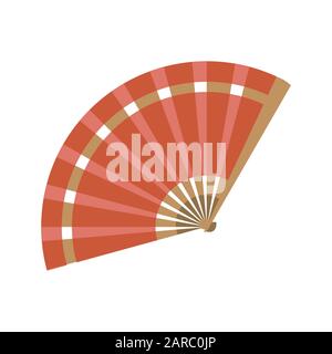 Folding fan. Vintage accessory. flat vector illustration Stock Vector